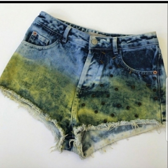 Topshop Pants - Top Shop Acid Wash Two Color Moto Shorts Spring Summer Daisy Dukes Bohemian